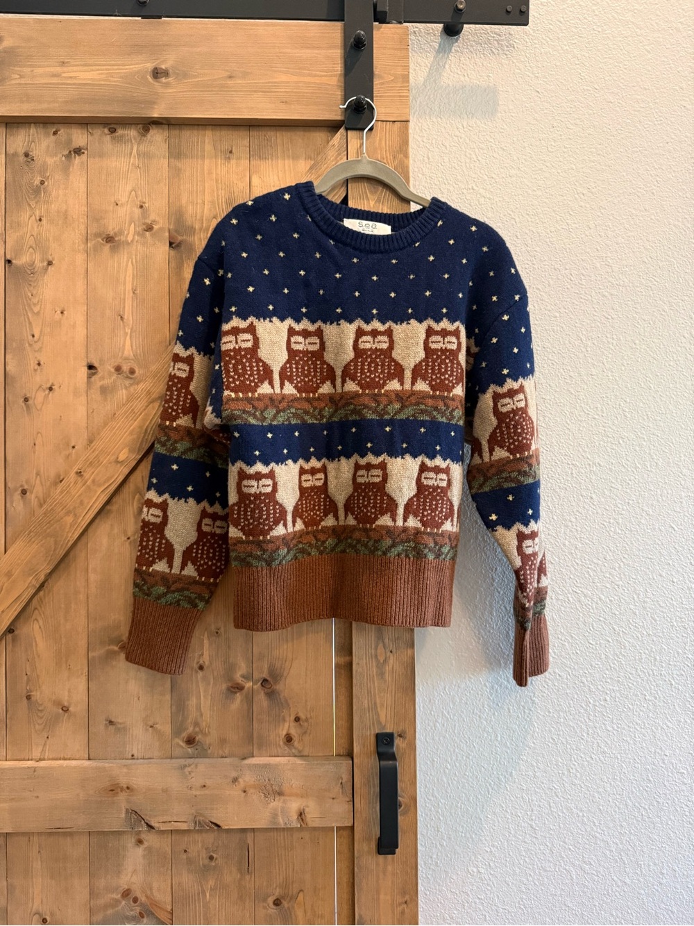 Sea NY - Owl Paz Sweater in Navy & Rust